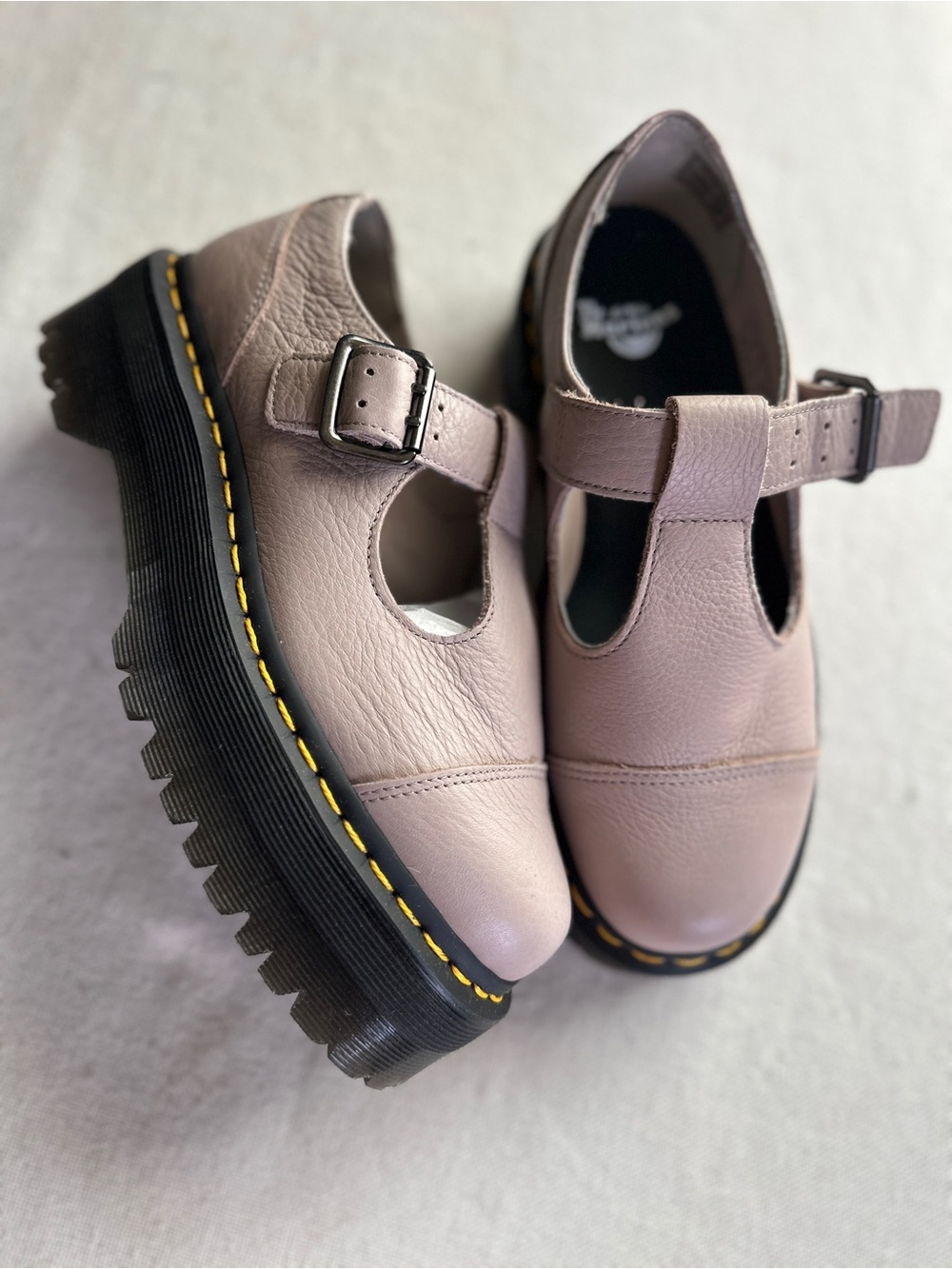 Dr. Martens Bethan Pisa Leather Platform Mary Janes in Vintage Taupe | 7